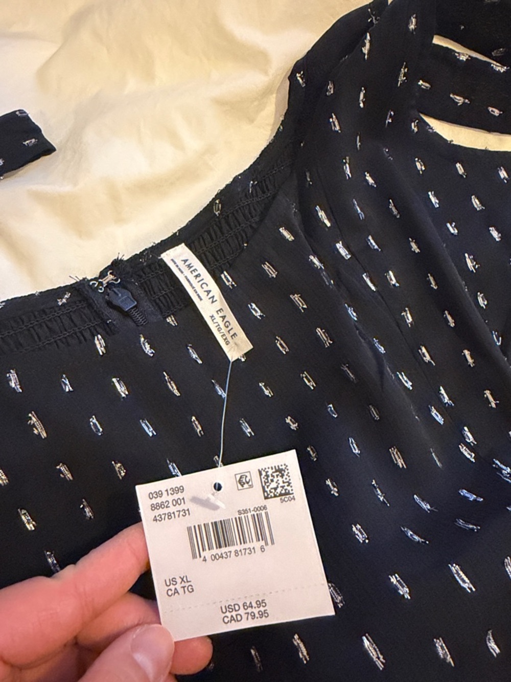 American Eagle Outfitters Black Mini Dress with Silver Print - Picture 3 of 5
